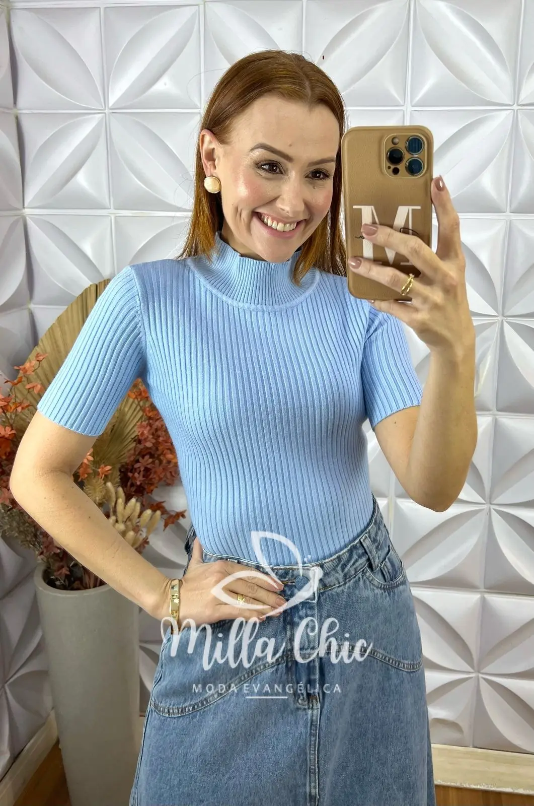 Cacharel Em Tricot Manga Curta – Azul – Milla Chic Cacharel Em Tricot Manga Curta - Azul - Milla Chic