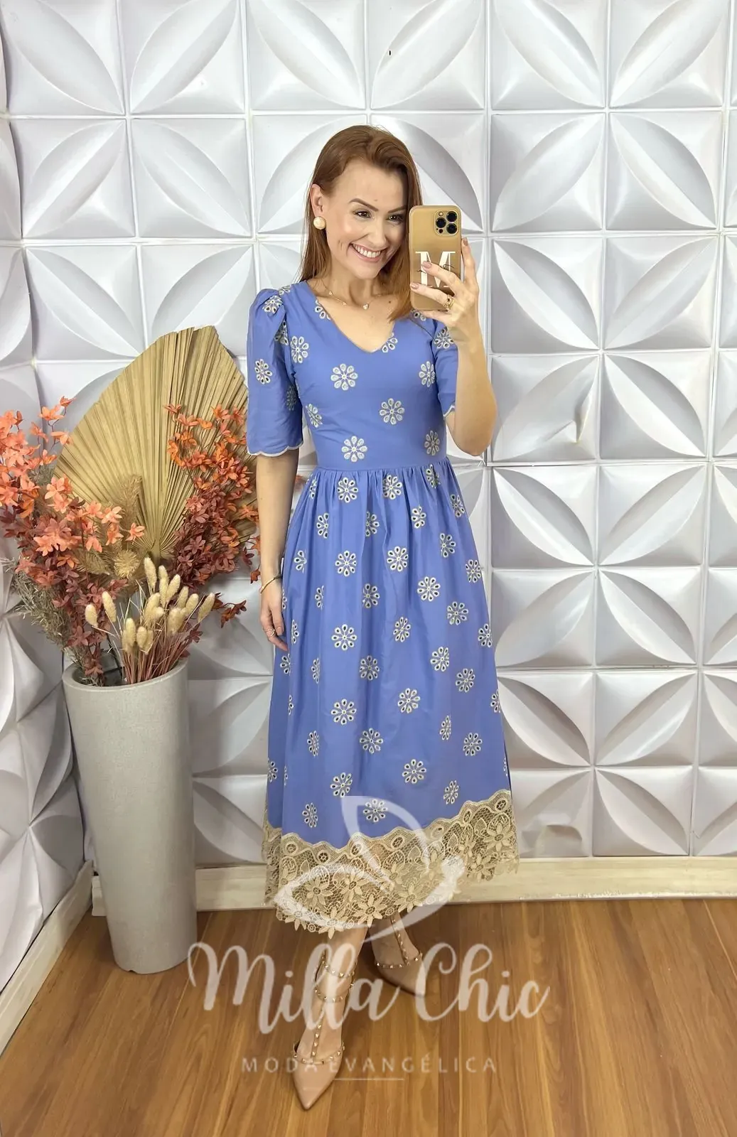 Vestido Megh Em Lesie Algodão – Azul – Milla Chic Vestido Megh Em Lesie Algodão - Azul - Milla Chic