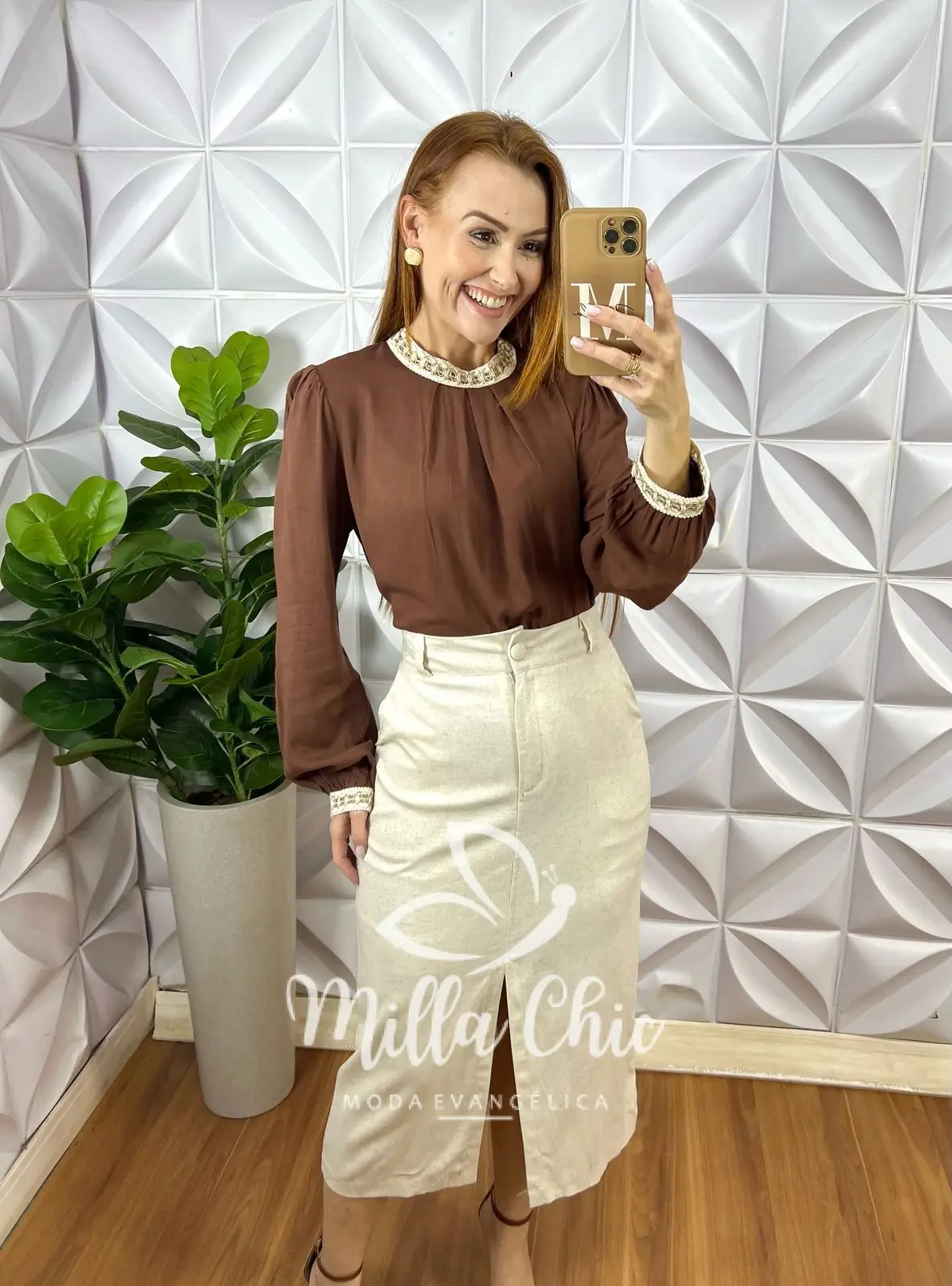 Saia Versales Em Linho – Areia – Milla Chic Saia Versales Em Linho - Areia - Milla Chic