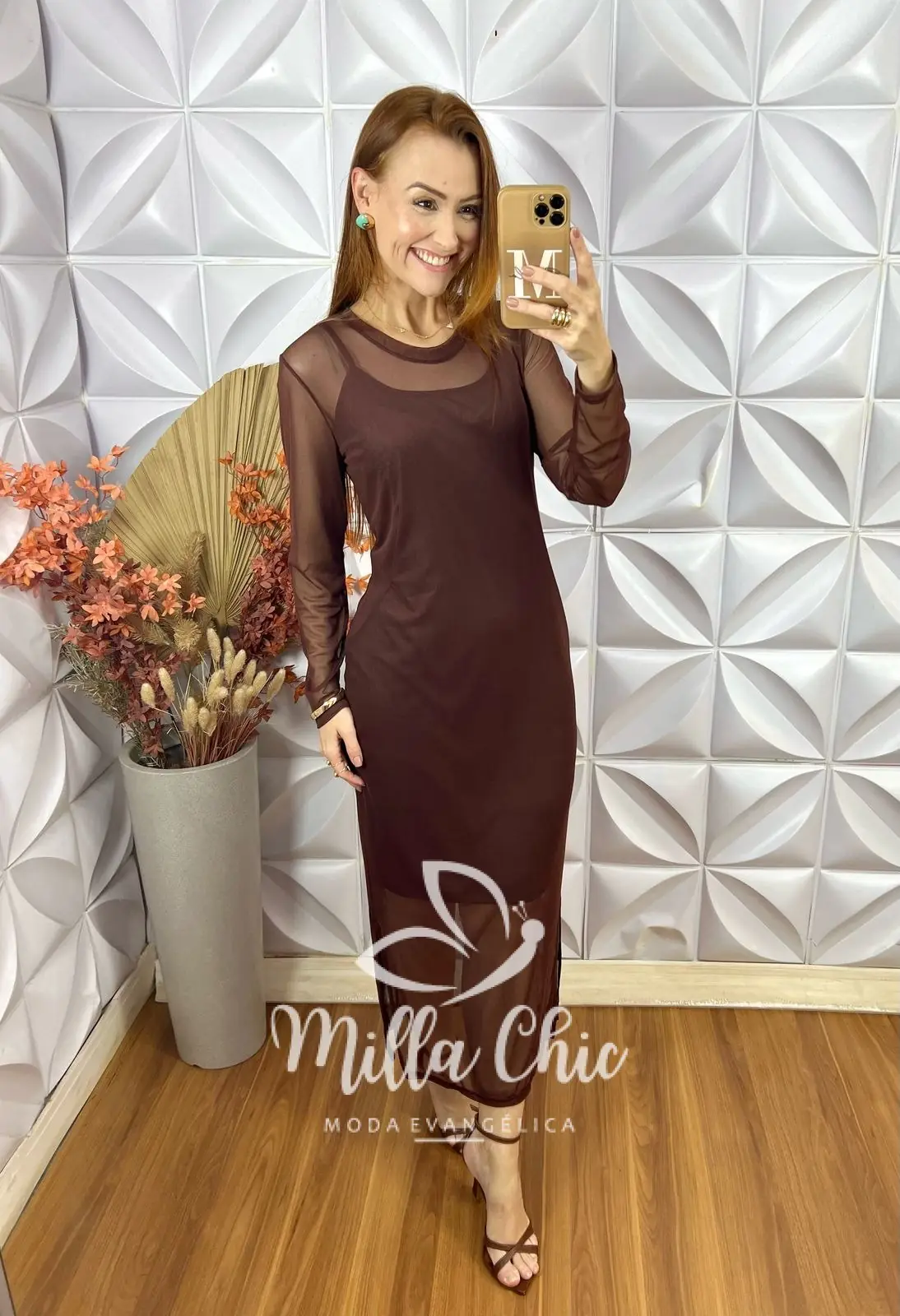 Vestido Boho Rosana Em Tule – Marrom – Milla Chic Vestido Boho Rosana Em Tule - Marrom - Milla Chic