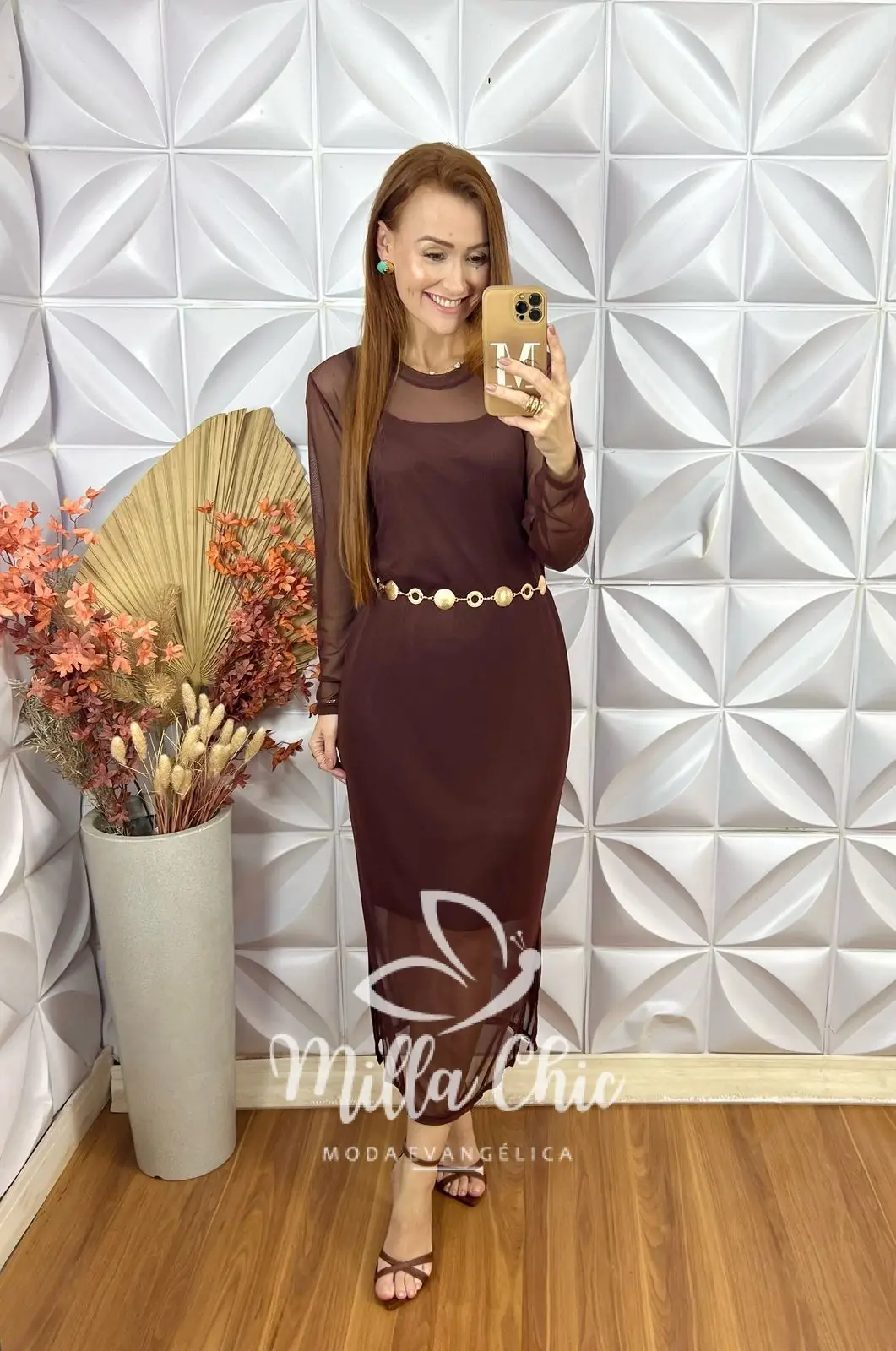 Vestido Boho Rosana Em Tule – Marrom – Milla Chic Vestido Boho Rosana Em Tule - Marrom - Milla Chic
