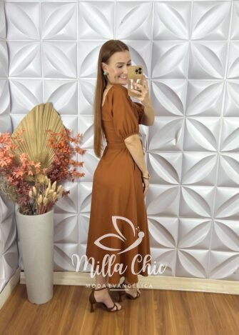 Milla Chic - millachic com br Imagem do WhatsApp de 2025 04 18 a s 13.01.49 99d116c5 Vestido Nany Em Linho - Marrom - Milla Chic