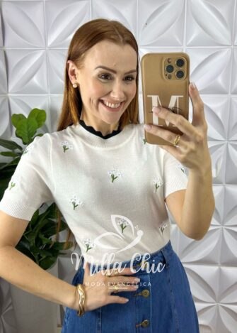 Blusa Apolónia Em Tricot Modal - Branca - Milla Chic