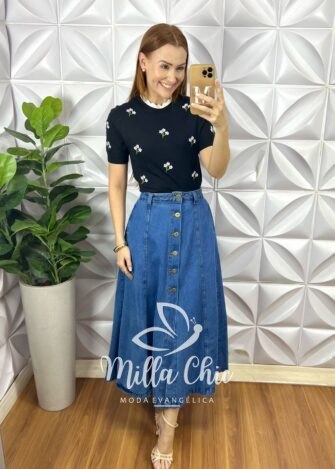 Blusa Apolónia Em Tricot Modal - Preta - Milla Chic