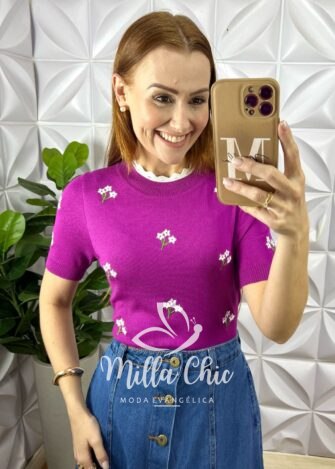 Milla Chic - millachic com br blusa apolonia em tricot modal roxa 1 Blusa Apolónia Em Tricot Modal - Roxa - Milla Chic