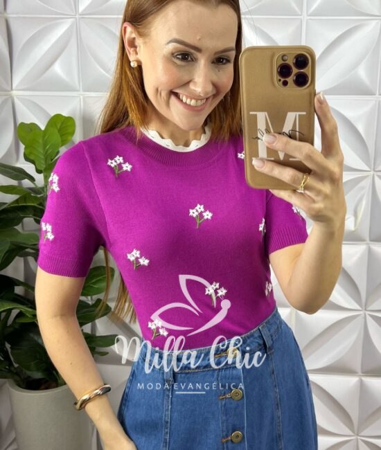 Blusa Apolónia Em Tricot Modal - Roxa - Milla Chic