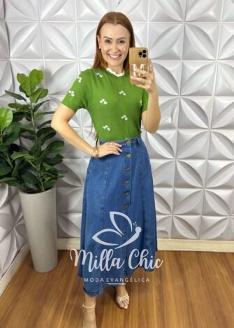 Blusa Apolónia Em Tricot Modal - Verde - Milla Chic