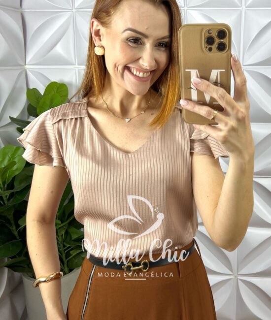 Blusa Em Cetim Margot - Marrom - Milla Chic