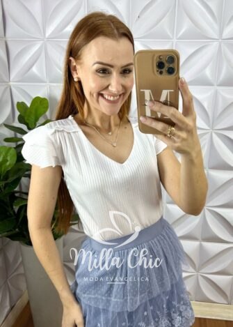 Blusa Em Cetim Margot - Branca - Milla Chic