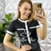 Blusa Henriqueta Com Botões Strass - Preta - Milla Chic