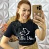 Blusa Jaque Malha De Algodão Com Aplicação - Preto - Milla Chic