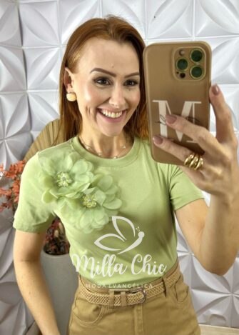 Milla Chic - millachic com br blusa jaque malha de algodao com aplicacao verde Blusa Jaque Malha De Algodão Com Aplicação - Verde - Milla Chic