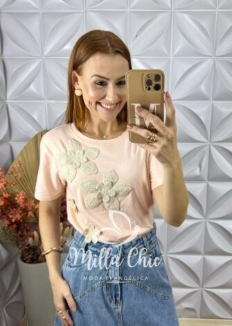 Blusa Jordânia Com Aplicação Em Crochê - Verde - Milla Chic