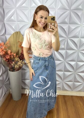 Blusa Jordânia Com Aplicação Em Crochê - Verde - Milla Chic