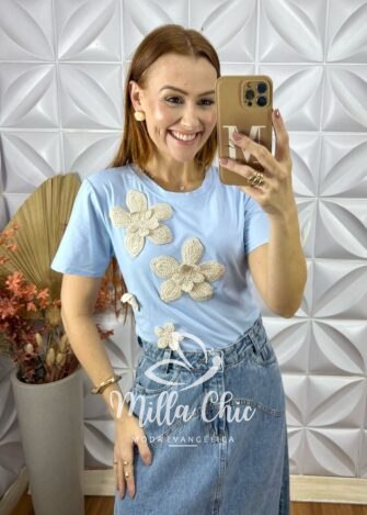 Blusa Jordânia Com Aplicação Em Crochê - Verde - Milla Chic