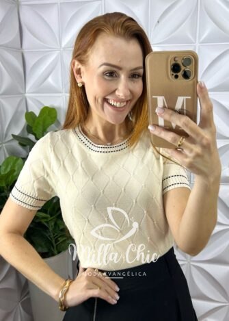 Blusa Livia Em Tricot Modal - Areia - Milla Chic