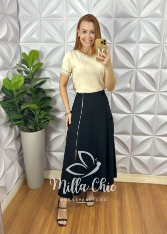 Blusa Livia Em Tricot Modal - Areia - Milla Chic