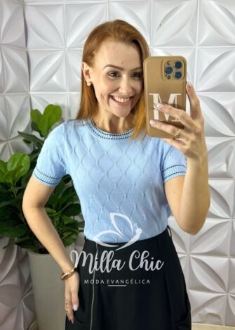 Milla Chic - millachic com br blusa livia em tricot modal azul 1 Blusa Livia Em Tricot Modal - Azul - Milla Chic
