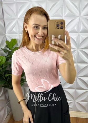 Milla Chic - millachic com br blusa livia em tricot modal rosa 3 Blusa Livia Em Tricot Modal - Rosa - Milla Chic