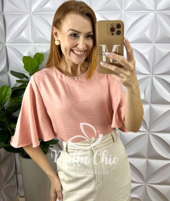 Blusa Malu Em Linho - Rosa - Milla Chic