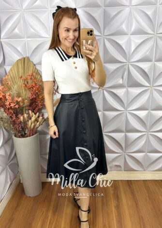 Milla Chic - millachic com br blusa tricot lauren botoes dourados branca Blusa Tricot Lauren Botões Dourados - Branca - Milla Chic
