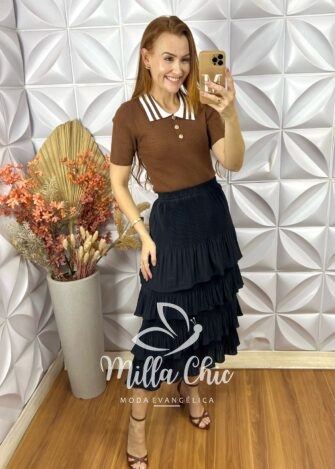 Milla Chic - millachic com br blusa tricot lauren botoes dourados marrom 4 Blusa Tricot Lauren Botões Dourados - Marrom - Milla Chic