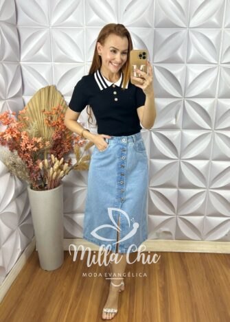 Milla Chic - millachic com br blusa tricot lauren botoes dourados preta 4 Blusa Tricot Lauren Botões Dourados - Preta - Milla Chic