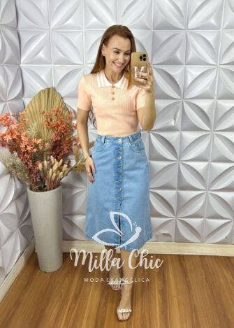 Milla Chic - millachic com br blusa tricot lauren botoes dourados rosa 3 Blusa Tricot Lauren Botões Dourados - Rosa - Milla Chic