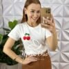Milla Chic - millachic com br blusa tshirt algodao cherry branco Blusa T-Shirt Algodão Cherry - Branca - Milla Chic