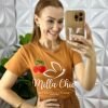 Blusa T-Shirt Algodão Cherry - Marrom - Milla Chic