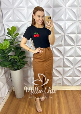 Milla Chic - millachic com br blusa tshirt algodao cherry preta 2 Blusa T-Shirt Algodão Cherry - Preta - Milla Chic