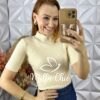 Cacharel Em Tricot Manga Curta - Bege - Milla Chic