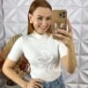 Cacharel Em Tricot Manga Curta - Branco - Milla Chic