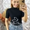 Cacharel Em Tricot Manga Curta - Preto - Milla Chic