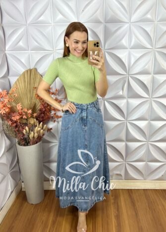 Milla Chic - millachic com br cacharel em tricot manga curta verde 1 Cacharel Em Tricot Manga Curta - Verde - Milla Chic