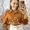 Camisa Doris Bordada - Marrom - Milla Chic