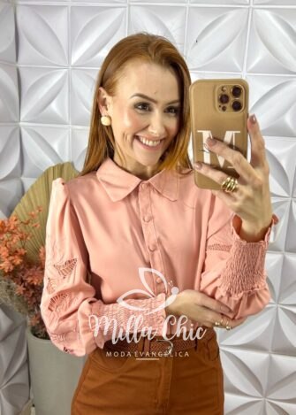 Camisa Doris Bordada - Rosa - Milla Chic