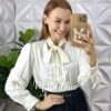Camisa Em Cetim Glória - Branca - Milla Chic