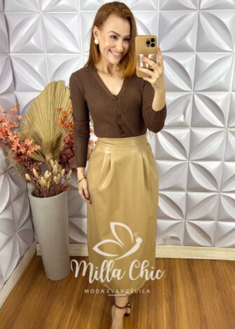 Milla Chic - millachic com br cardigan com blusa tricot modal clotilde 3 Cardigan Com Blusa Tricot Modal Clotilde - Marrom - Milla Chic