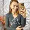 Cardigan Com Blusa Tricot Modal Clotilde - Cinza - Milla Chic