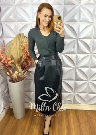 Milla Chic - millachic com br cardigan com blusa tricot modal clotilde cinza 5 Cardigan Com Blusa Tricot Modal Clotilde - Cinza - Milla Chic