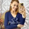 Cardigan Com Blusa Tricot Modal Clotilde - Azul Marinho - Milla Chic