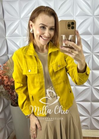 Casaco Cecy Em Suedi - Mostarda - Milla Chic