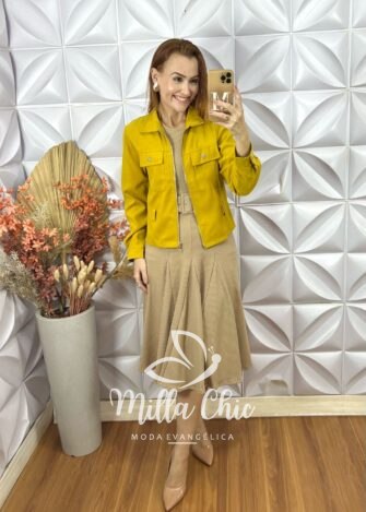 Casaco Cecy Em Suedi - Mostarda - Milla Chic