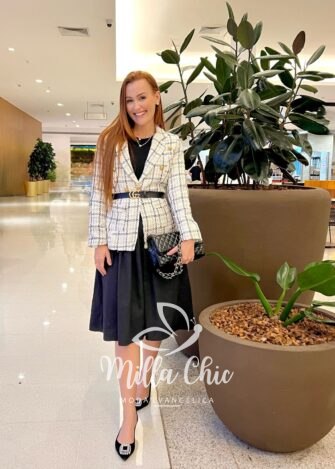 Blazer Tweed Valentina - Branco - Milla Chic