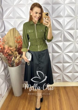 Casaco Cecy Em Suedi - Verde - Milla Chic