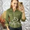 Milla Chic - millachic com br casaco cecy em suedi verde Casaco Cecy Em Suedi - Verde - Milla Chic