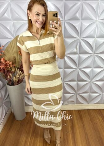 Conjunto Poliana Em Tricot Modal - Nude - Milla Chic