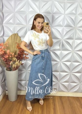 Saia jeans Moema - Milla Chic