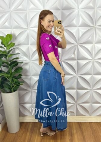 Saia Jeans Longa Heline - Milla Chic